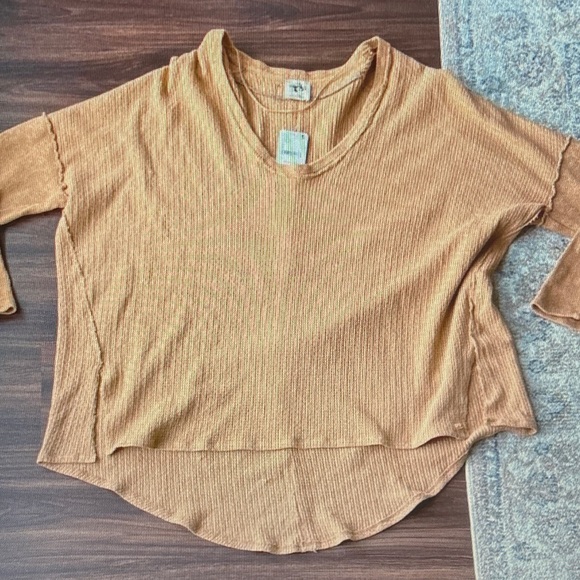 Free People Tops - Free People We The Free Ribbed Long Sleeve Top in Camel
